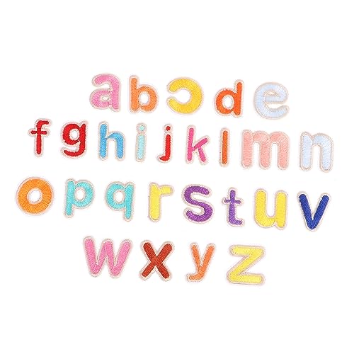 AKOOSY 26 Stück Stickkleber bestickt Buchstaben aus Stoff Alphabetapplikationen Stickerei-Buchstaben-Patches gestickte Aufnäher Buchstabenflecken Kleiderflicken Stoffzubehör Vliesstoff von AKOOSY