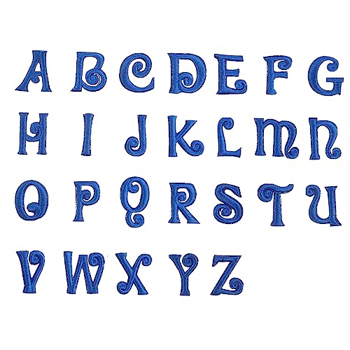 AKOOSY 26 Stück Teiliges Bügelbild Buchstaben Patches Aufnäher aus Blauem mit Bestickten Alphabet Applikationen für Kleidung Schuhe Hüte DIY Textil Dekoration von AKOOSY