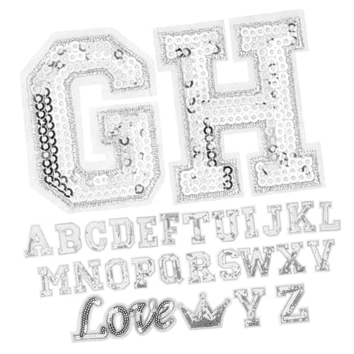 AKOOSY 28 Stück Teiliges Bügel Buchstaben Patches zum Aufnähen und Aufbügeln Bestickte DIY Applikationen für Kleidung Rucksack Schuhe Selbstklebend und Vielseitig für Mode und Handwerk von AKOOSY