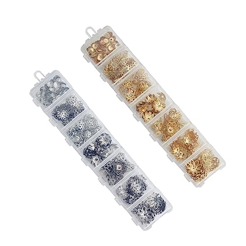 AKOOSY 2Packung Blumen Spacerperlen Kupfer mit Aufbewahrungsbox für DIY Schmuckherstellung Vintage Charm Beads und Silber für Kreative Bastelprojekte AKOOSY 2Packung Blumen Spacerperlen Kupfer mit Aufbewahrungsbox für DIY Schmuckherstellung Vintage Charm Beads und Silber für Kreative Bastelprojekte von AKOOSY