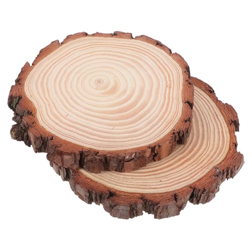AKOOSY 2Stücke Unbehandelte Holzscheiben Runde Naturholzscheiben mit Rinde für Bastelarbeiten Tischdekorationen und Sowie Feiertagsdekorationen von AKOOSY