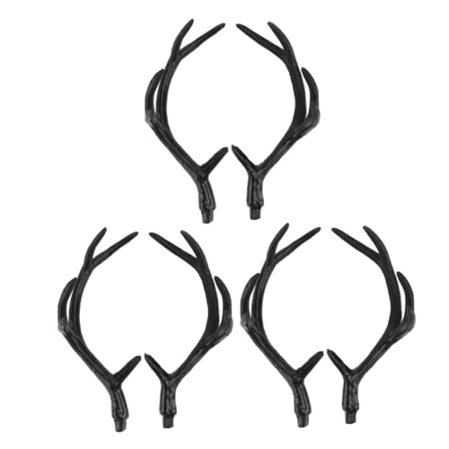 AKOOSY 3 Paar Halloween Cosplay Geweih Stirnband Diy Tierhörner Haarreifen Schwarz für Kostüm Party Verkleidung Zubehör von AKOOSY