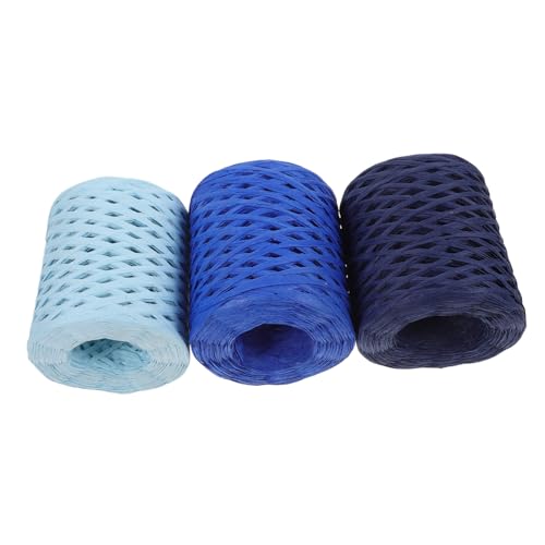 AKOOSY 3 Rollen Farbige Raffia Papierbänder Handgeflochtene Geschenkverpackung Bastband in und Vielseitig Einsetzbar für DIY Blumensträuße Bastelprojekte und Dekoration von AKOOSY