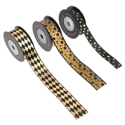 AKOOSY 3 Rollen Hochwertiges Geschenkband Polyester Geschenkverpackungsband mit Bronzing Design Vielseitig Dekorativ für Blumensträuße Geburtstagsgeschenke und Festtagsdekorationen AKOOSY 3 Rollen Hochwertiges Geschenkband Polyester Geschenkverpackungsband mit Bronzing Design Vielseitig Dekorativ für Blumensträuße Geburtstagsgeschenke und Festtagsdekorationen von AKOOSY