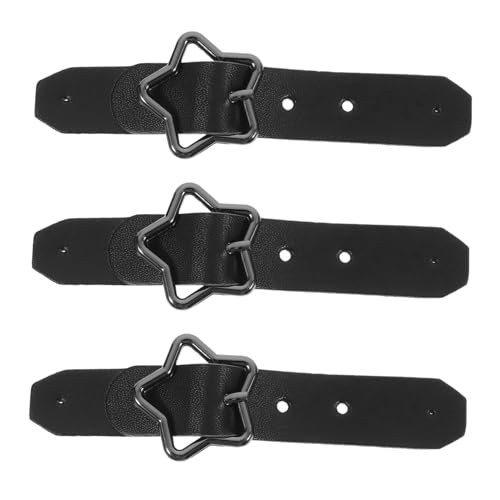 AKOOSY 3 Stück Fünfzackige Sternschnalle Metallknöpfe jackenverschluss Knöpfe für Dekoration Praktische Kleidung Verschlüsse Bausatz Dekorative Knöpfe Rockknopf Pulloverknopf Leder Black von AKOOSY