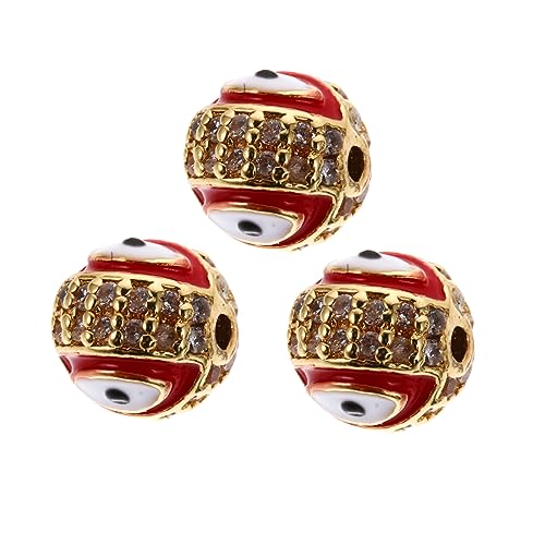 AKOOSY 3 Stück Rundes Inlay -armband Kristalle Perlen Perle Des Bösen Blicks Augenperle Für Handwerk Perlen Zur Schmuckherstellung Halloween Charme Reiz Blau Rot Legierung von AKOOSY