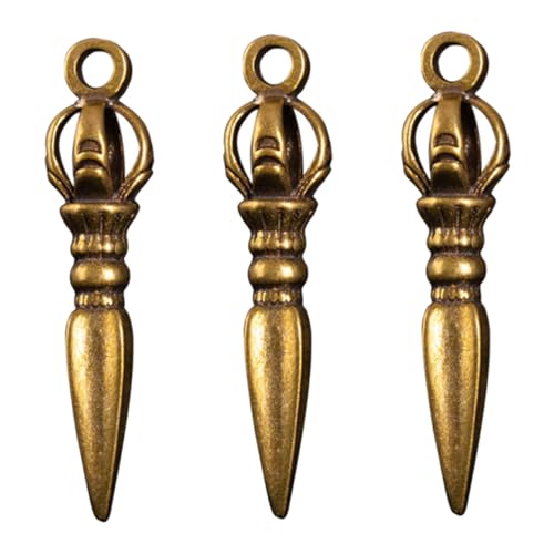 AKOOSY 3 Stück Teiliges Dekorative Vajra Pestle Anhänger aus Hochwertigem Messing Langlebiges Auto Ornament mit Filigranem Design Stilvolle Tibetische Schutzstatue für Zuhause und AKOOSY 3 Stück Teiliges Dekorative Vajra Pestle Anhänger aus Hochwertigem Messing Langlebiges Auto Ornament mit Filigranem Design Stilvolle Tibetische Schutzstatue für Zuhause und von AKOOSY