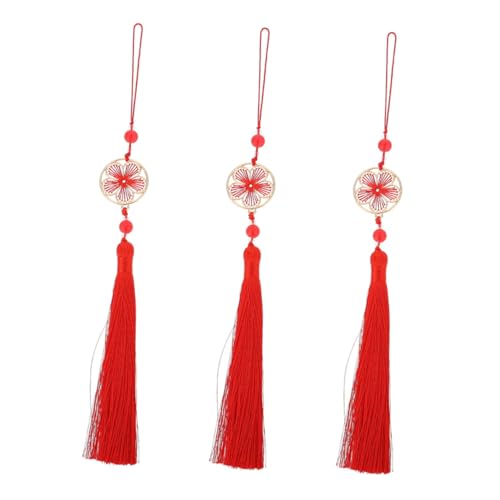 AKOOSY 3 Stück Teiliges Quasten mit Blumenanhängern Langlebige DIY Lesezeichen Quasten für Fächer Bücher und Wohnaccessoires Leuchtende Farben Chinesischer Stil von AKOOSY