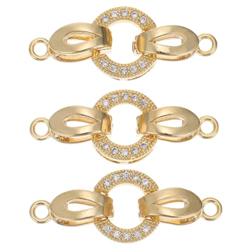 AKOOSY 3 Stück Teiliges Schmuckverschluss aus Vergoldet mit Zirkonia Langlebiger DIY Armband und Halskettenverbinder Einfacher Austausch für Handgefertigten Schmuck von AKOOSY