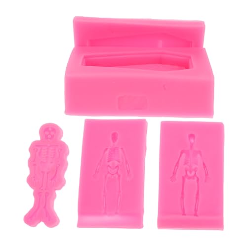AKOOSY 3 Stück Teiliges Skelett Silikonform Flexible Epoxidharz Form für DIY Schlüsselanhänger Schmuck Halloween Basteln Hochwertiges Silikon Hitzebeständig Langlebig von AKOOSY