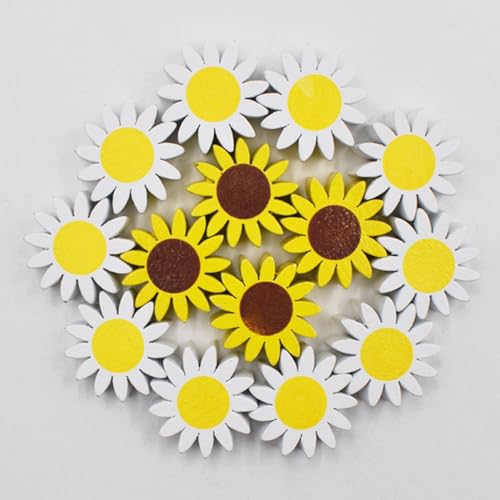 AKOOSY 30 Stück Sonnenblumen Holzperlen mit Natürliche DIY Spacer Beads für Schmuckherstellung Kreative Bastelperlen in Zufälligen Farben für Hausdekoration und Zufällige Zufällige Farbe von AKOOSY