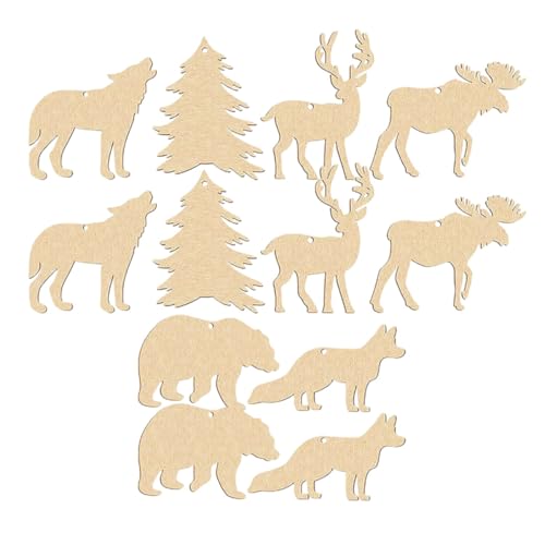 AKOOSY 30 Stück Teiliges Holztiere zum Basteln Unbehandelte Hängende Dekorationen für DIY Feste und Kinderkunstprojekte zum Bemalen und Gestalten von Tiermotiven von AKOOSY