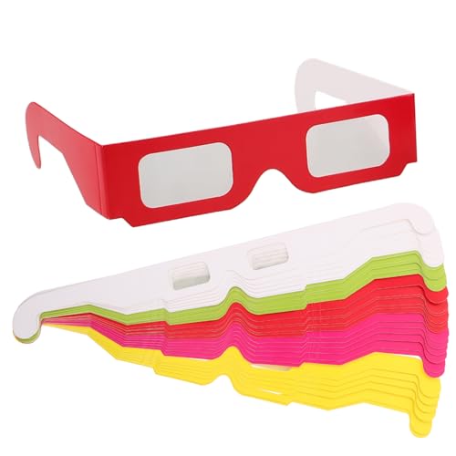 AKOOSY 30 Stück Teiliges Papierbrillen Weiß Rot Gelb Grün Leichte und Bequeme Partybrillen für Geburtstagsfeier Gastgeschenke Klassenraum Belohnungen und Partyzubehör von AKOOSY
