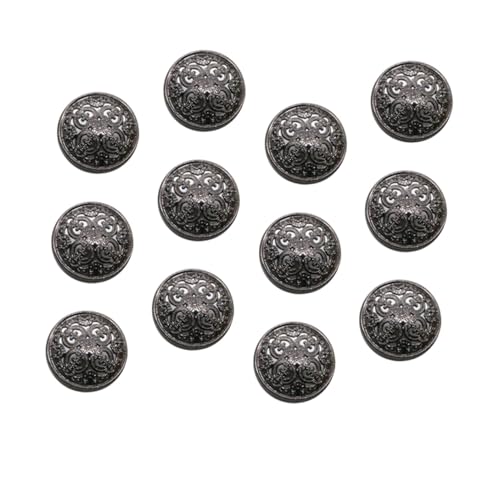 AKOOSY 30 Stück Teiliges Schwarze Metallknöpfe mit Hohlem Design Robuste DIY Nähknöpfe für Jacken Mäntel Pullover Vielseitige Vintage Knöpfe zum Annähen und Dekorieren von AKOOSY