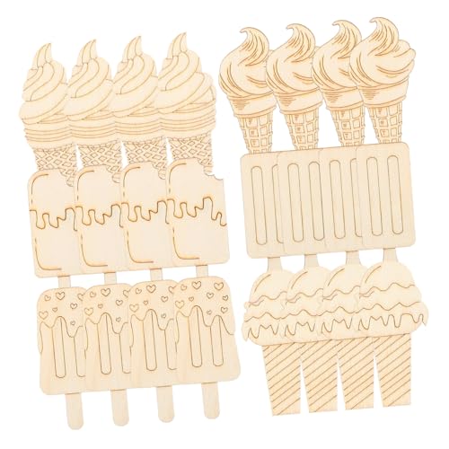 AKOOSY 30 Stück Teiliges Sommer Eis Holz Blanke Eisform Holzstücke Glatt Bruchsicher für DIY Leichte Holz Eisausschnitte für Kreative Sommerbasteleien von AKOOSY