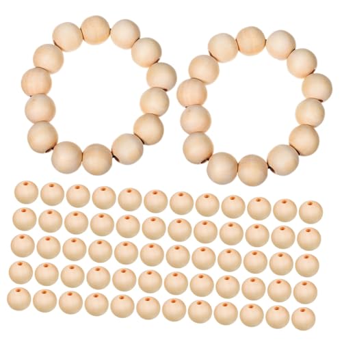 AKOOSY 300 Stück Naturholzperlen Unbearbeitete Runde Holzperlen mit Loch zum Auffädeln für DIY Schmuck Basteln Garlanden und Kreative Handwerksprojekte von AKOOSY