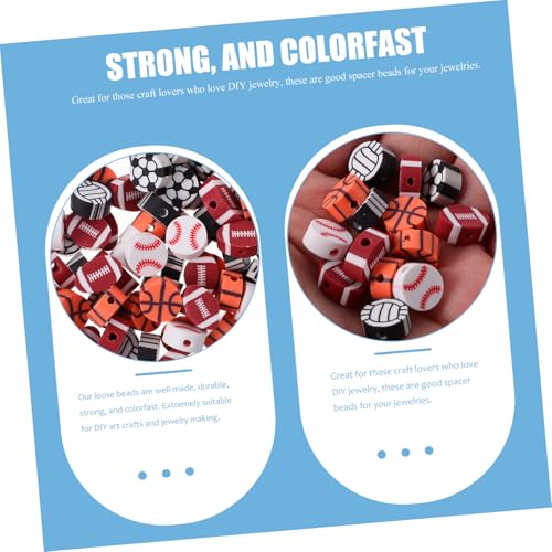 AKOOSY 300 Stück Sportperlen für Schmuckherstellung Robuste Polymer perlen in Gemischten Sportarten Wie Fußball Basketball Baseball Tennis für DIY Armbänder Halsketten und Charms von AKOOSY