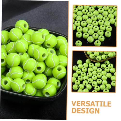 AKOOSY 300 Stück Tennisball Perlen DIY Schmuckperlen Acryl Sport themen Spacer Perlen zum Basteln von Armbändern Halsketten Schlüsselanhängern für Sportfans von AKOOSY