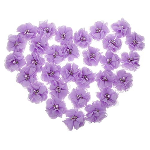 AKOOSY 30Stücke Chiffon Applikationen DIY Stoffblumen für Nähprojekte Handgefertigte Dekoration für Kleidung Kopfbedeckungen und Partys Sanftem von AKOOSY