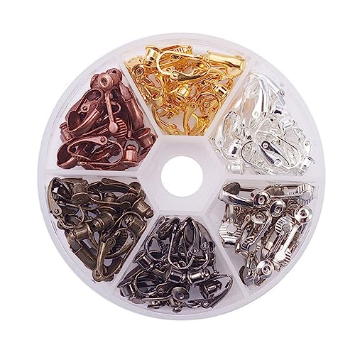 AKOOSY 36 Stück Teiliges Ohrclips in Bronze mit Bunten Ohrclip Konvertern Langlebige DIY Ohrring Accessoires für Durchbohrte Ohren Inklusive Praktischer Aufbewahrungsbox von AKOOSY