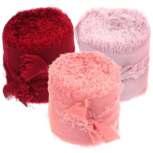 AKOOSY 3Rollen Valentinstagsband Handgefertigte Fransige Geschenkverpackung Für Hochzeiten DIY Kunsthandwerk Und Dekoration Yards von AKOOSY