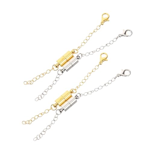 AKOOSY 4 Paare Kettenverlängerung für Schmuck Magnetverschlüsse Gold Silber mit Klassischem Karabiner für und Armbänder Robust und Langlebig von AKOOSY
