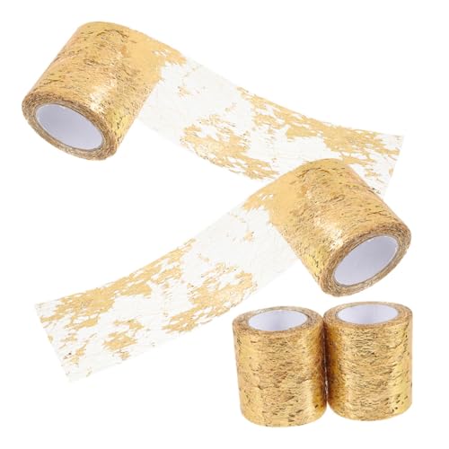 AKOOSY 4 Rollen Gold Tüllband Glänzendes Netzstoff Bastelband für DIY Dekoration Geschenkverpackung Tischdeko und Floristik Robustes Schimmerndes Mesh Gewebe für Feierlichkeiten und AKOOSY 4 Rollen Gold Tüllband Glänzendes Netzstoff Bastelband für DIY Dekoration Geschenkverpackung Tischdeko und Floristik Robustes Schimmerndes Mesh Gewebe für Feierlichkeiten und von AKOOSY