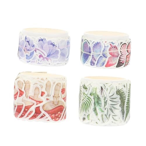 AKOOSY 4 Rollen dekorationsmaterial selber machen Zubehör Klebeband für Scrapbooking Basteln bastelmaterial für bastelsets für Vintage-Bänder Vintage Papierbänder Aufkleber von AKOOSY
