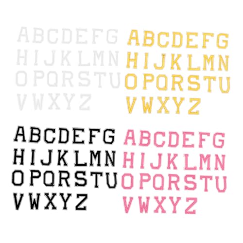 AKOOSY 4 Sätze Aufbügelbare Buchstaben Patches Alphabet Applikationen zum Aufnähen Kleidung Reparatur Textil Flicken in und Dunkel Gelb für Jacken Taschen Sweater von AKOOSY