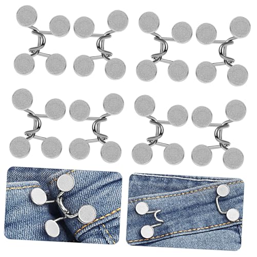 AKOOSY 4 Sätze Verstellbare Taillenknöpfe für Jeans Teiliges Sofortige Lösung zur Anpassung der Hosenweite Nagelfrei Passform für Schlanke Silber AKOOSY 4 Sätze Verstellbare Taillenknöpfe für Jeans Teiliges Sofortige Lösung zur Anpassung der Hosenweite Nagelfrei Passform für Schlanke Silber von AKOOSY