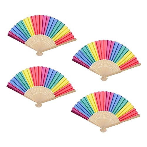 AKOOSY 4 Stück Bunte Bambusklappfächer Leichte Tanzfächer für Stabile Regenbogen Handfächer als Dekoration und Bühnenrequisiten Praktisch und Tragbar AKOOSY 4 Stück Bunte Bambusklappfächer Leichte Tanzfächer für Stabile Regenbogen Handfächer als Dekoration und Bühnenrequisiten Praktisch und Tragbar von AKOOSY