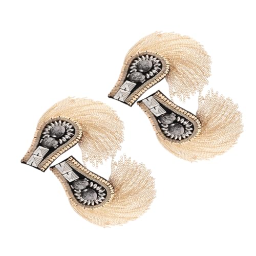 AKOOSY 4 Stück Dekorative Schulterstempel im Punkstil Schulterpolster für Kostüm Retro-Schulterabzeichen Anzugdekorationsaccessoires Schulter Quasten Schulterschmuck Vlies Golden von AKOOSY