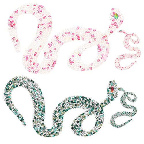 AKOOSY 4 Stück Strass Schlangen Aufnäher DIY Bügelbild Resin Patches Glänzend Selbstklebend Für Kleidung Hüte Taschen Dekoration von AKOOSY