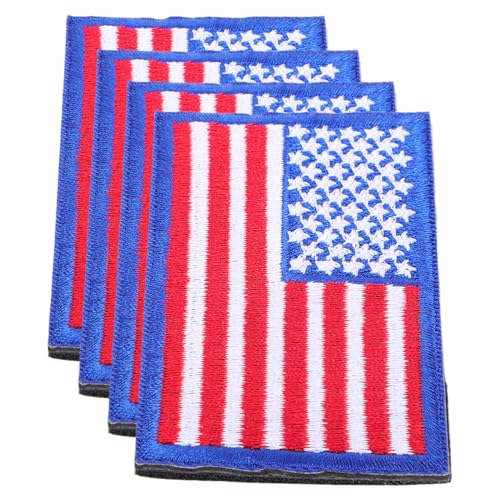 AKOOSY 4 Stück Teiliges Amerikanische Flaggen Aufnäher mit Klettband Bestickte Bügel Nähapplikationen für Jacken Hüte Rucksäcke Vielseitig Abnehmbar und Langlebig von AKOOSY