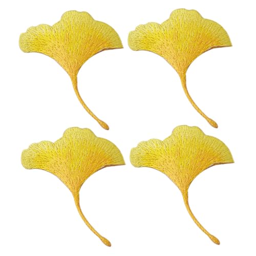 AKOOSY 4 Stück Teiliges Ginkgo Stickerei Patch Flexible Textilaufnäher zum Aufbügeln Jeans Reparatur Flicken und Kleidung Dekoration für DIY Kleidung Zufälliger Stil Geeignet für Kleid von AKOOSY
