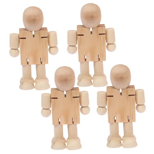 AKOOSY 4 Stück Teiliges Holzfiguren zum Bemalen Unfertige DIY Puppen für Tischdekoration Basteln und Pädagogisches von AKOOSY