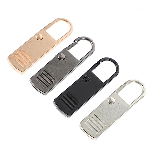 AKOOSY 4 Stück Teiliges Metall Reißverschluss Zipper Puller Abnehmbare Reißverschlussköpfe Silber Schwarz Gold und Gunmetal Langlebige Ersatzlaschen für Rucksäcke Kleidung Taschen von AKOOSY
