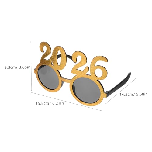 AKOOSY 4 Stück Teiliges Partybrillen mit Runden Gläsern Silber Goldenes Kunststoff Design Silvester und Weihnachts Photo Props Festliche Sonnenbrillen für Silvester und Abschlussfeiern von AKOOSY