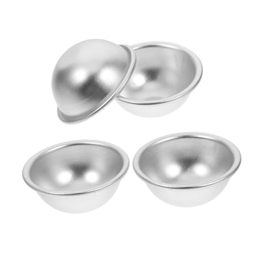 AKOOSY 4 Stücke Halbrunde Kuchenform Kuppel Aluminium Kuchenbackpfanne klein Fondant-Dose Herstellung Tablett Kuchenform halbrund Badeformen Zinn Formen für Badebomben Kugelformen Silber von AKOOSY