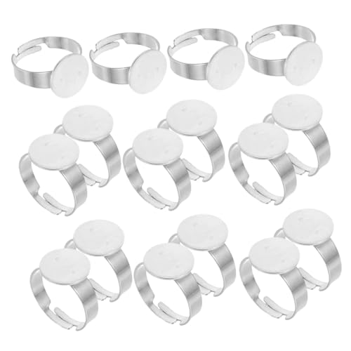 AKOOSY 40 Stück Edelstahl Ringe Rohlinge Flache Cabochon Lünette Tabletts Verstellbare Schmuckherstellung DIY Basteln Zubehör AKOOSY 40 Stück Edelstahl Ringe Rohlinge Flache Cabochon Lünette Tabletts Verstellbare Schmuckherstellung DIY Basteln Zubehör von AKOOSY