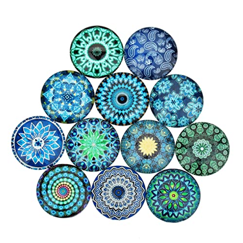 AKOOSY 40 Stück Runde Cabochons Edelstein Muster Dome für DIY Schmuckherstellung Bunte Gemusterte Glasperlen Charms Hochwertige Glaspatches für Kunsthandwerk und Bastelprojekte von AKOOSY