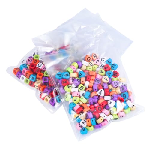 AKOOSY 400 Stück Acryl Buchstabenperlen Quadratische und Herzförmige DIY Schmuckperlen Bunte Spacer Perlen für Armbänder und Kreative Bastelarbeiten Langlebig und Vielseitig für von AKOOSY