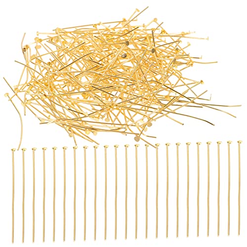 AKOOSY 400 Stück Flachkopf Metall Stifte Gold DIY Schmuck Kettelstifte zum Auffädeln Perlen Ohrhänger Basteln Zubehör für Ohrringe Halsketten Anhänger von AKOOSY