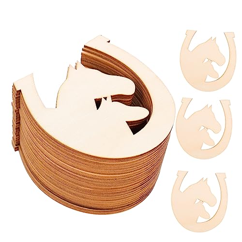 AKOOSY 48 Stück Teiliges Holzscheiben im Pferdehufe Design Unbehandelt für DIY Projekte für Bastelarbeiten Malerei und Kreative Dekorationen für Zuhause und Büro von AKOOSY
