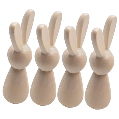 AKOOSY 4Stücke Unvollendete Holz Hasen Puppen DIY Bastelset Holzfiguren zum Bemalen für Handwerk für Frühlingsdekoration und Persönliche Kunstwerke AKOOSY 4Stücke Unvollendete Holz Hasen Puppen DIY Bastelset Holzfiguren zum Bemalen für Handwerk für Frühlingsdekoration und Persönliche Kunstwerke von AKOOSY