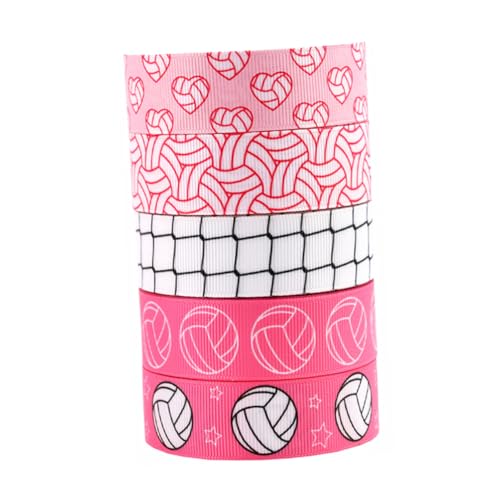 AKOOSY 5 Rollen Geschenkband Volleyball Bastelband Teamband Volleyball Verpackung Volleyball Partygeschenke Volleyball Bänder Cheerleader Band Volleyball Haarband Polyester von AKOOSY
