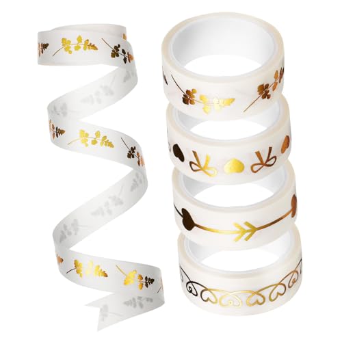 AKOOSY 5 Rollen Washi Tape mit Bronzing Erscheinung Stark Haftendes Selbstklebendes Dekoratives Klebeband für DIY Scrapbooking Journaling Tagebuchgestaltung Bunte Muster Hochwertige von AKOOSY