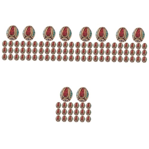AKOOSY 5 Sätze Handgefertigte Nepal Buddha Perlen Messing Mit Türkis Einlagen Abstandshalter Für Diy Schmuck Für Buddhistische Aktivitäten Und Kreative Projekte 20 Stück * 5 von AKOOSY