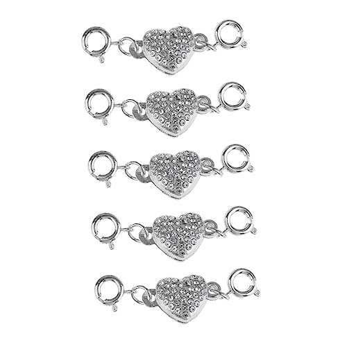 AKOOSY 5 Stück Basteln Schlüssel Diamant-magnetschnalle Herzförmige Schnalle Verbindungsschnalle Schmuckschnalle Diy Zubehör Diy Schnalle Für Frauen Dame Silver Kristall von AKOOSY