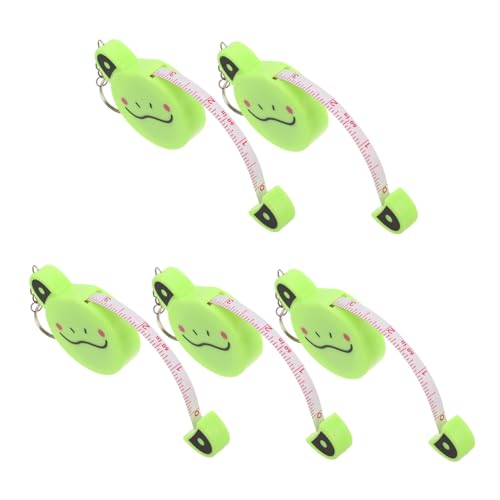 AKOOSY 5 Stück Frosch Maßbänder Schlüsselanhänger Weich Automatischer Aufrollmechanismus Doppelseitige Einteilung Genau für Stoffe Nähen Basteln von AKOOSY